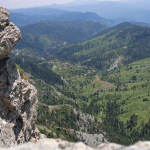 Haros canyon area at Grammos and old Kotyli village in the distance