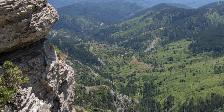 Haros canyon area at Grammos and old Kotyli village in the distance