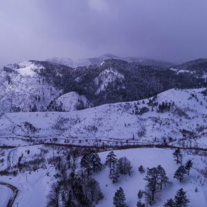 Grammos Mountain covered in snow near our fields