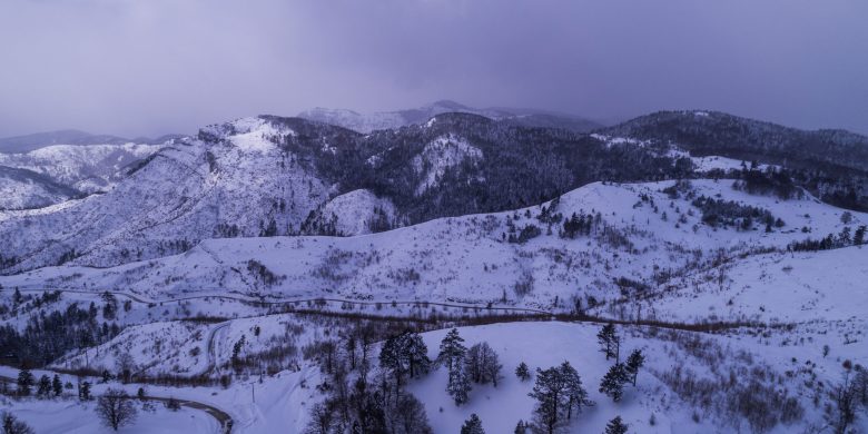 Grammos Mountain covered in snow near our fields