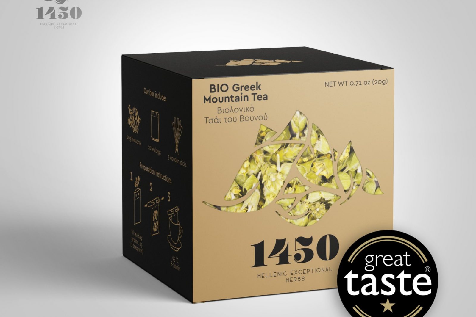 1450 Mountain Tea packaging with great taste award 2020